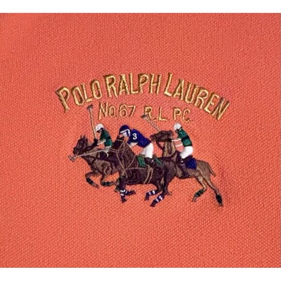 Polo Ralph Lauren Shirt Unisex Orange XXL Has 3 horses in colorful‎ embroidery